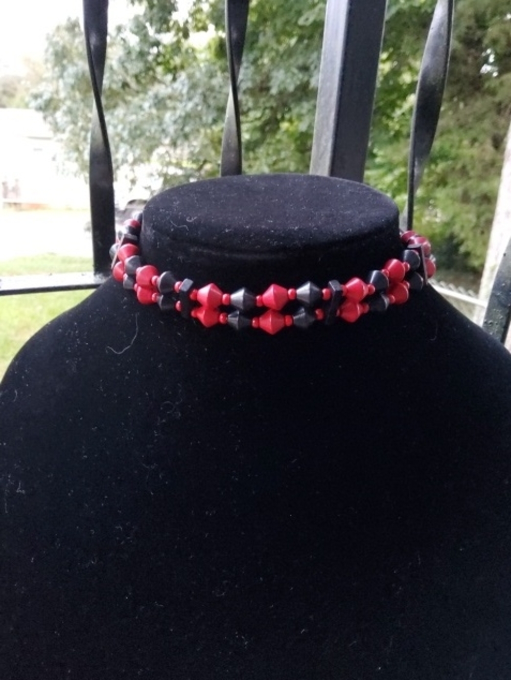 Vintage Wester Germany black/red choker necklace.